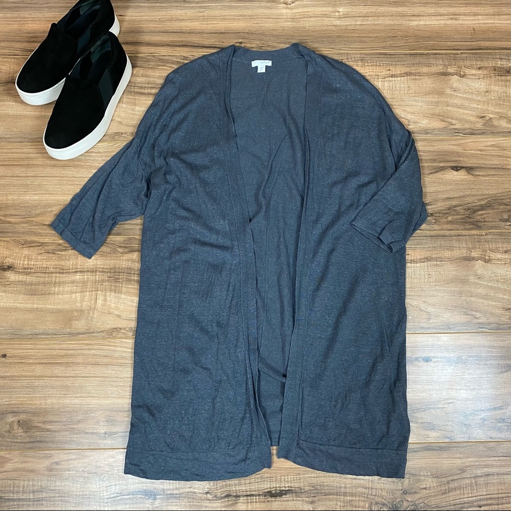 J. Jill Lightweight Linen Cardigan Sweater Women's PS Color Gray